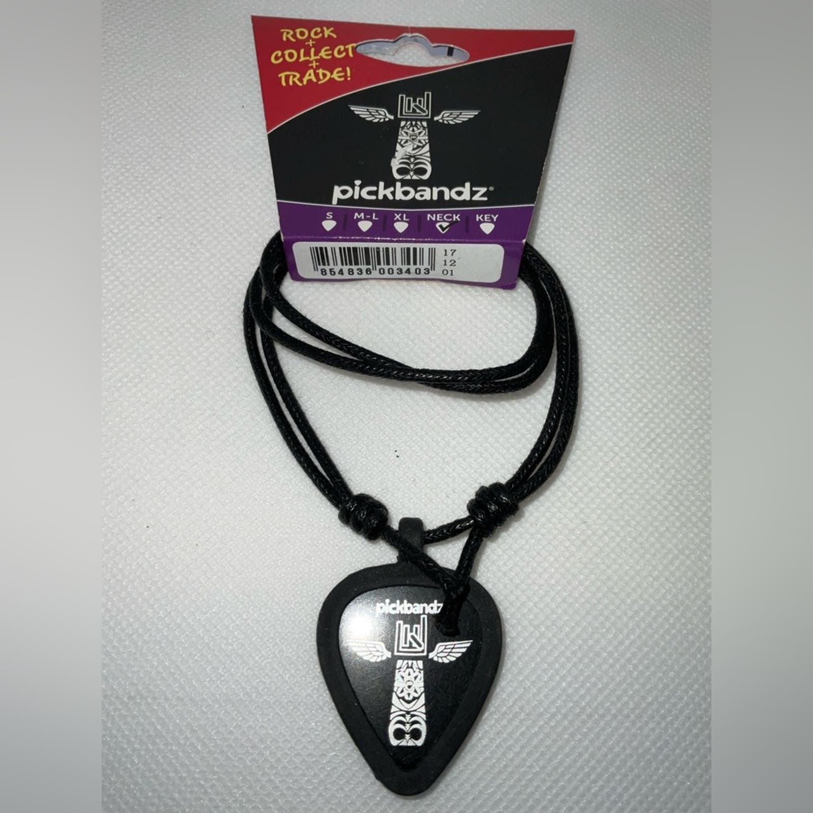 Pickbandz Black Rope Necklace With Guitar Pick Holder Pendant